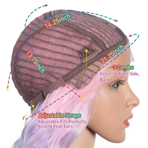 ✨28” RAINBOW UNICORN LOOSE WAVY LACE FRONT WIG NWT - Picture 8 of 9